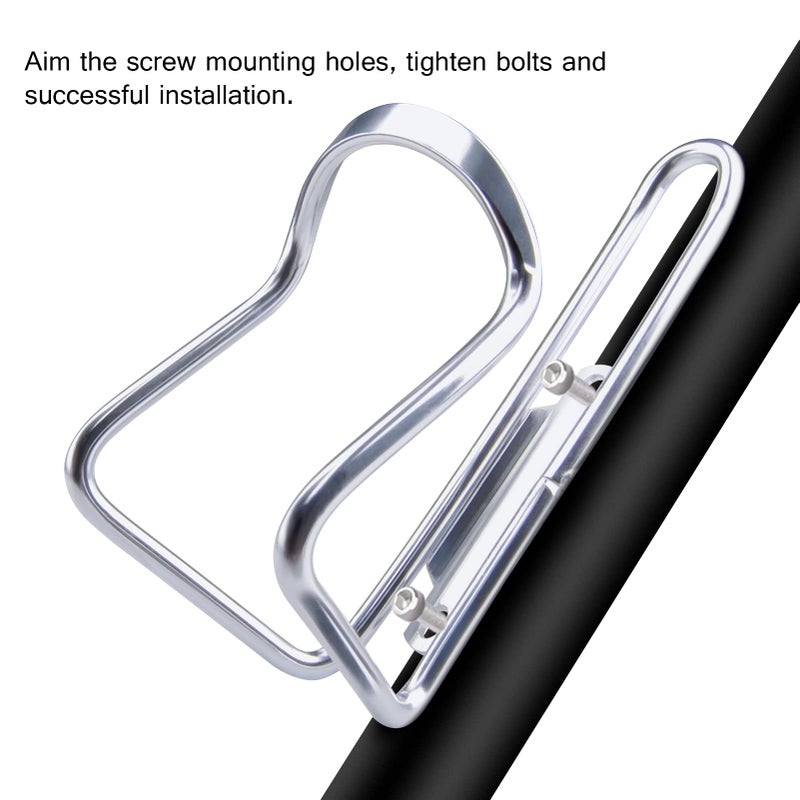 FiveBox Lightweight Aluminum Alloy Bicycle Water Bottle Cage Holder for Outdoor Activities (Silver) - Image 5